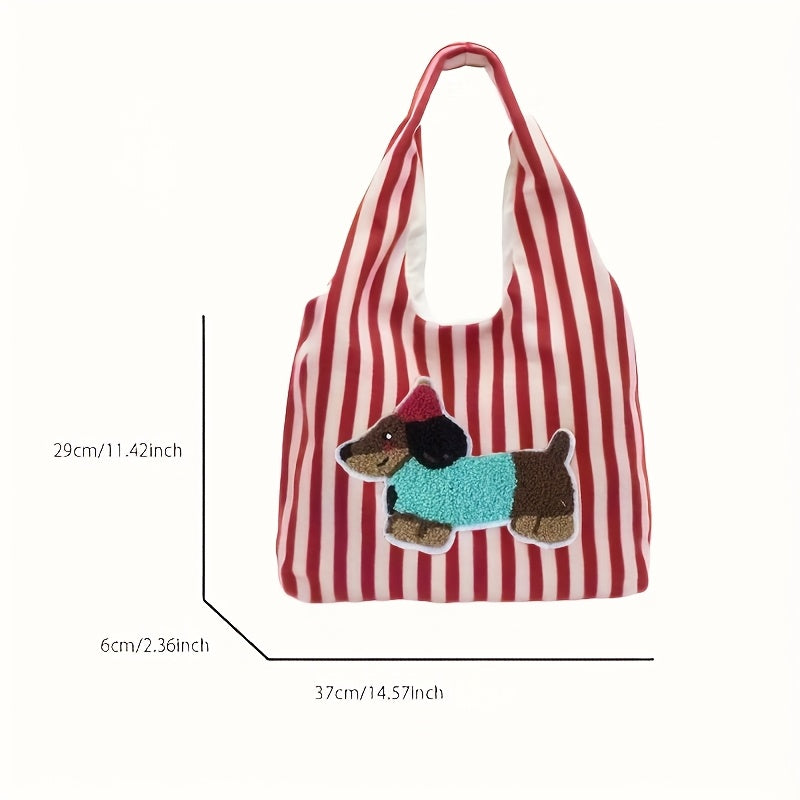 1 Cute Dachshund Tote 1 Cute Dachshund Illustration Red\u002FBlack Lightweight Tote Bag | Office Computer Bag