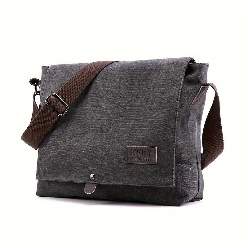 Stylish Messenger Bag Stylish Brown & Gray Men's Minimalist Canvas Messenger Bag