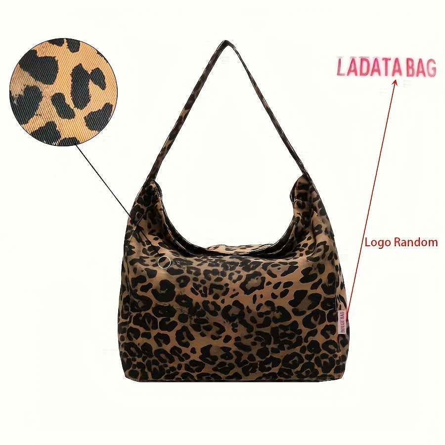 Leopard Print Shoulder Bag Durable Magnetic Closure Leopard Print Shoulder Bag - Spacious Casual Tote