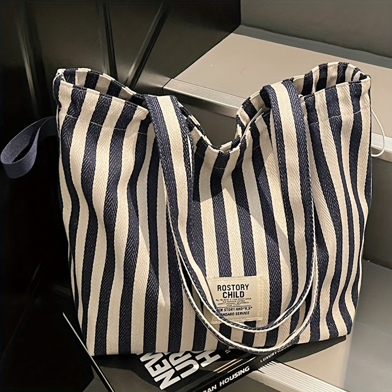 Ideal Gift Perfect Lily Women's Large Tote Bag - Red & White Striped Handbag, Spacious Purse With Magnetic Closure