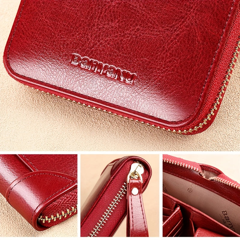 2-Layer RFID Wallet BANYANU Women's Vintage RFID Blocking 2-Layer Wallet | Multi-Card Holder with Zipper