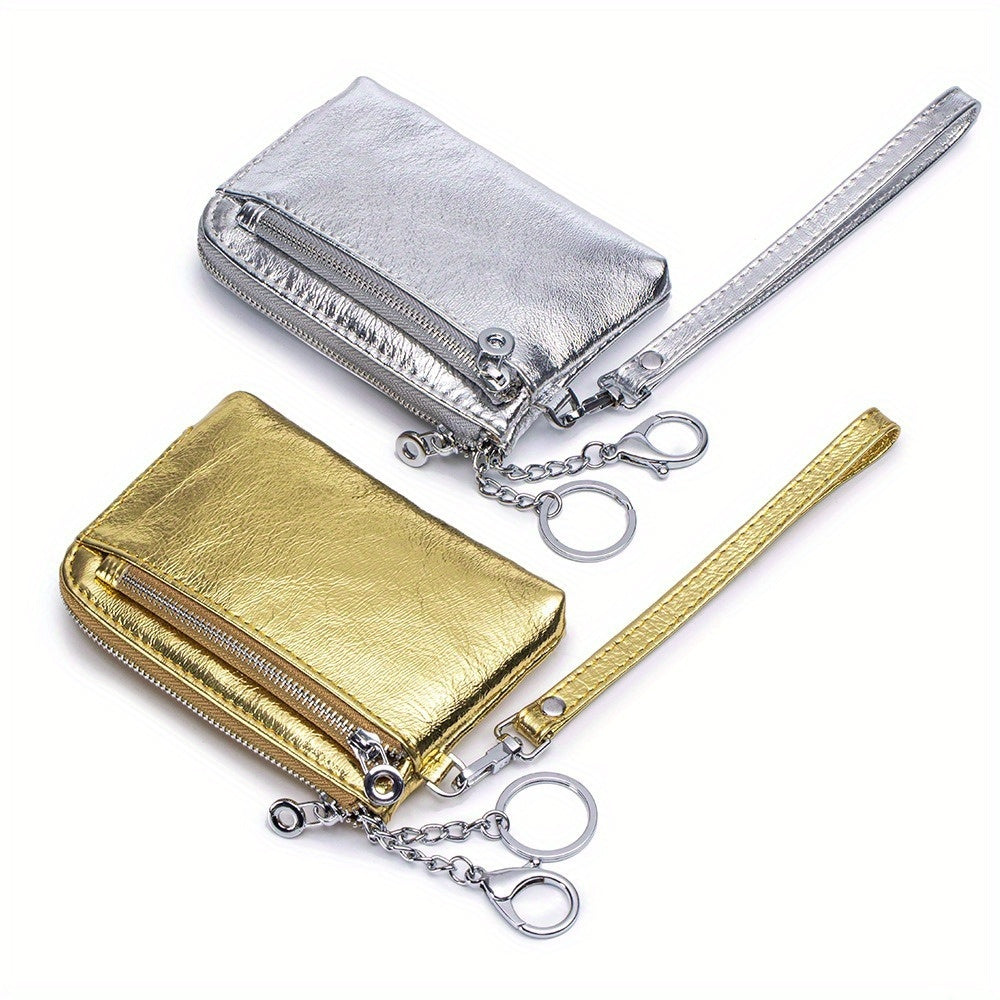 Hot Bursting pattern shines brightly Geniune Leather Lady's Coin Purses Short zipper Chain Wallets high quality Card