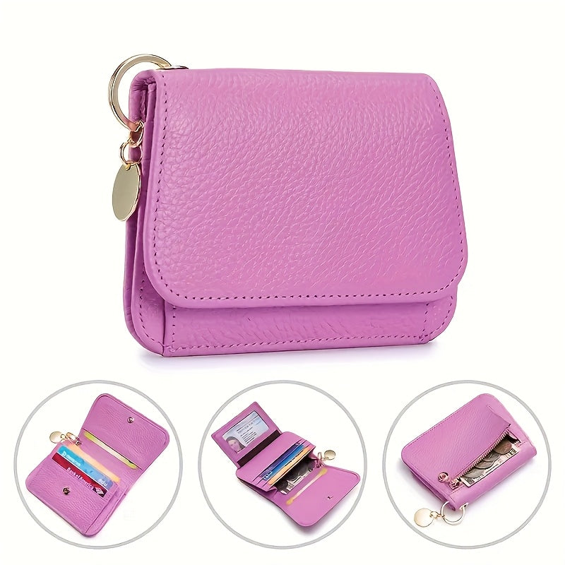 OBCREATOR Women'S Genuine Leather RFID Blocking Wallet - Slim Zipper Coin Purse with Multiple Card Slots