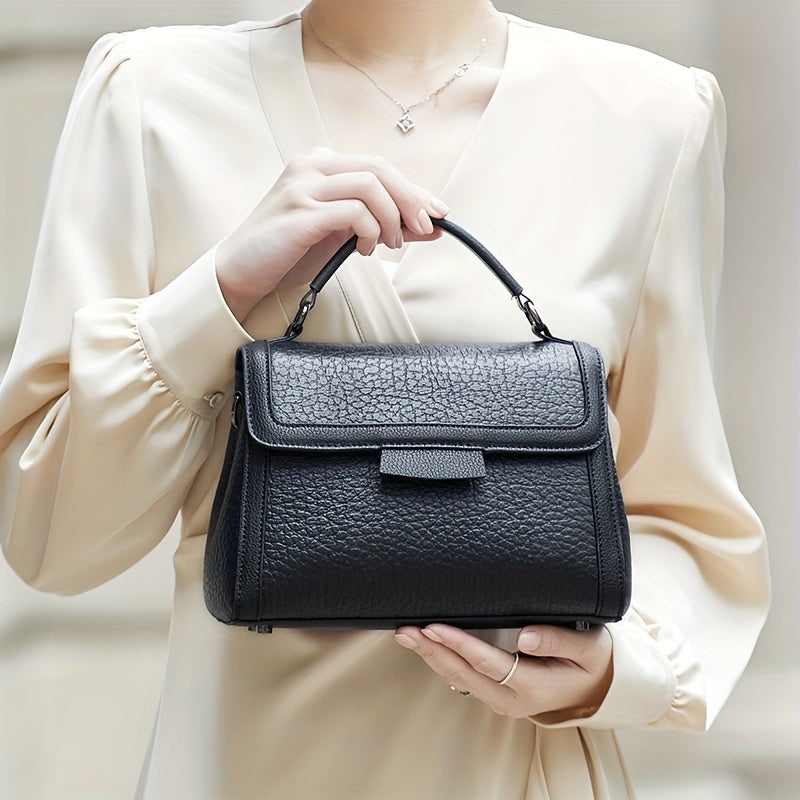 ZOOLER 2025 Genuine Genuine Leather Wo 's Convertible Handbag - Adjustable Shoulder Strap, Magnetic Closure