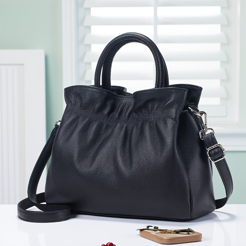 Women's Genuine Leather Handbag & Crossbody Bag - Elegant Large Capacity Tote with Adjustable Strap