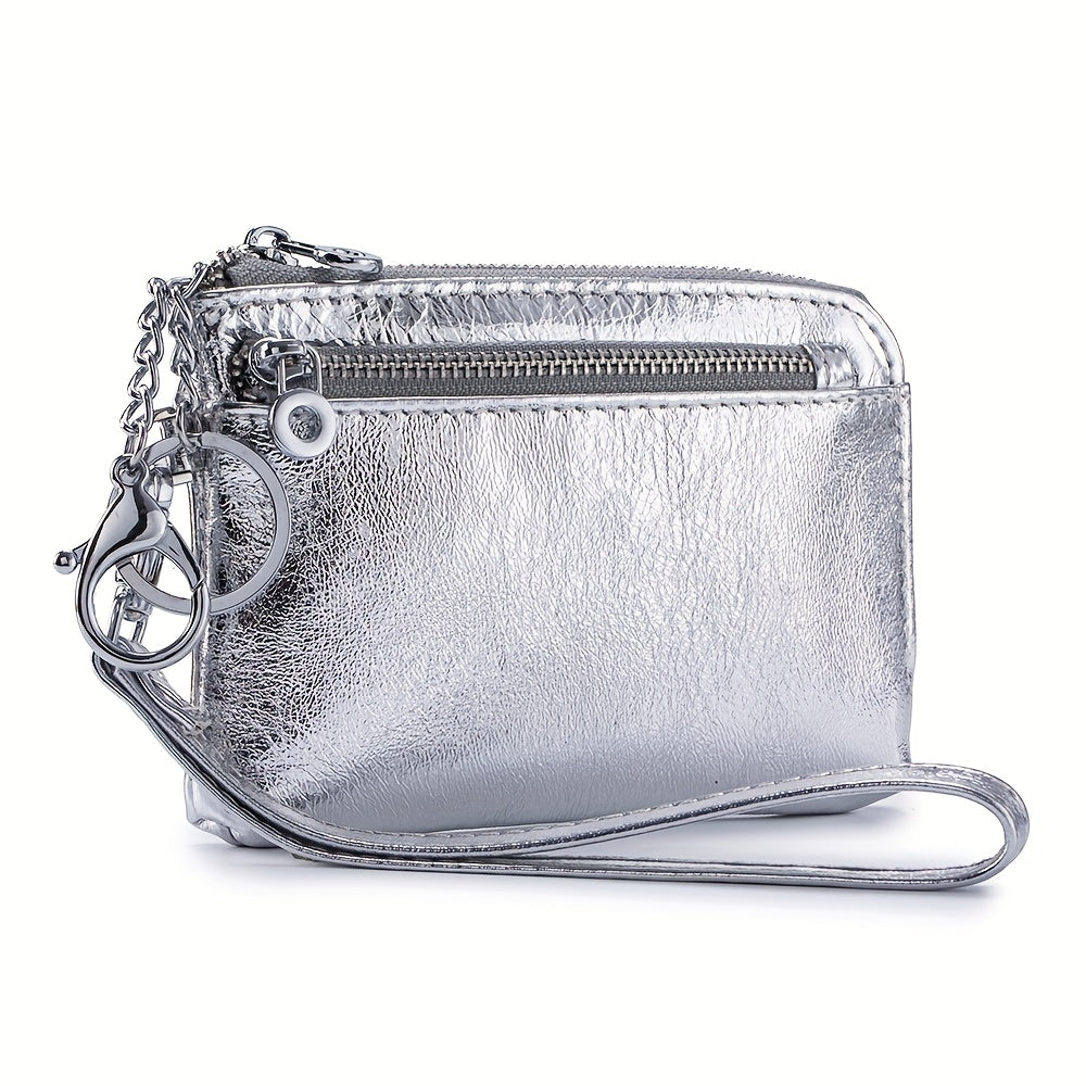 Hot Bursting pattern shines brightly Geniune Leather Lady's Coin Purses Short zipper Chain Wallets high quality Card