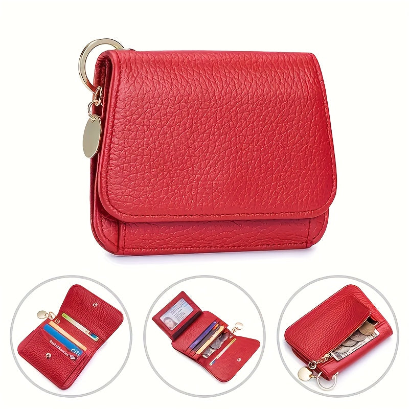 OBCREATOR Women'S Genuine Leather RFID Blocking Wallet - Slim Zipper Coin Purse with Multiple Card Slots