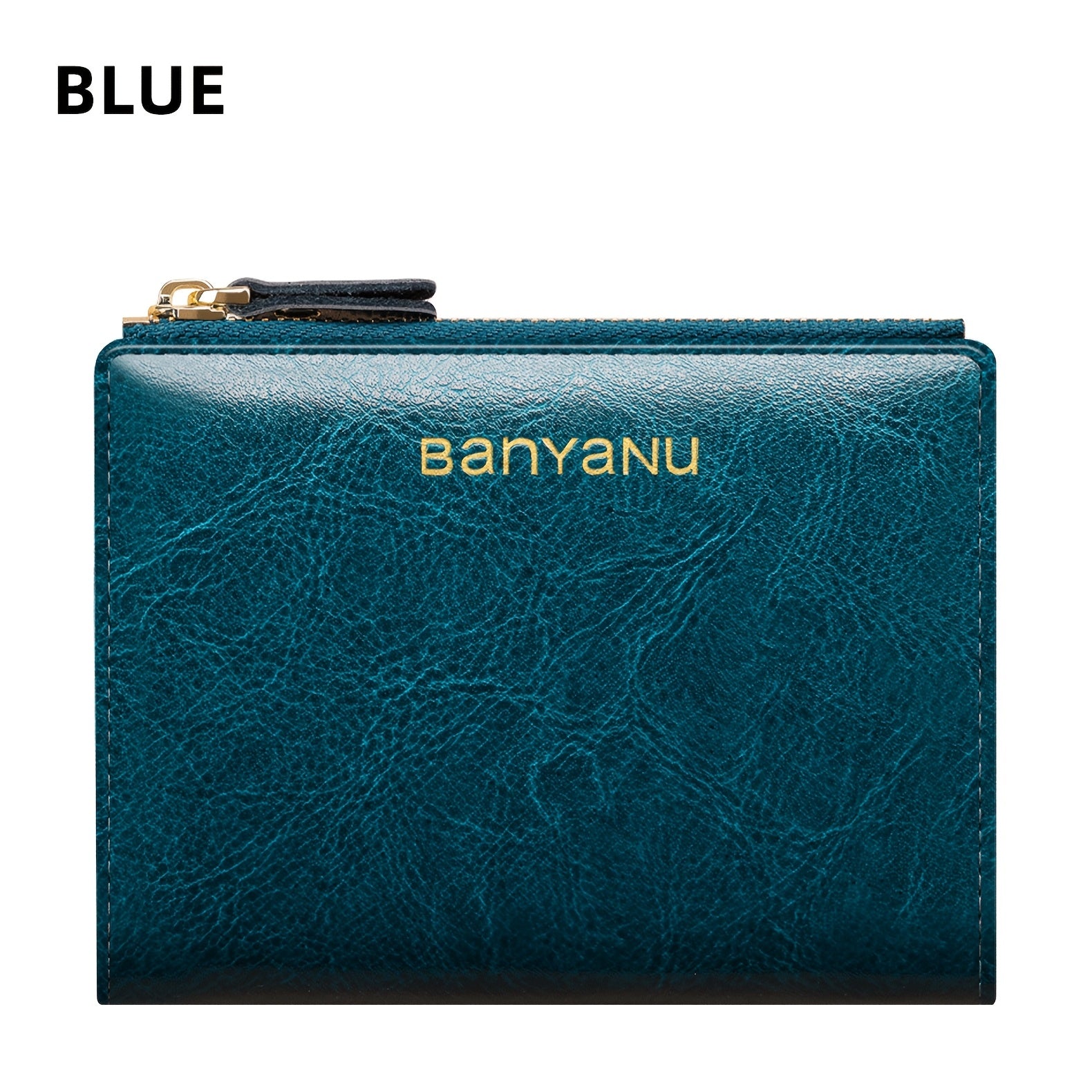 Women's Banyan Small Wallet, Zippered Cowhide Compact Bi-Fold Credit Card Holder with ID Window
