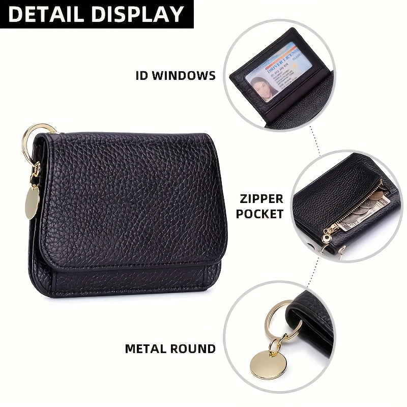 OBCREATOR Women'S Genuine Leather RFID Blocking Wallet - Slim Zipper Coin Purse with Multiple Card Slots