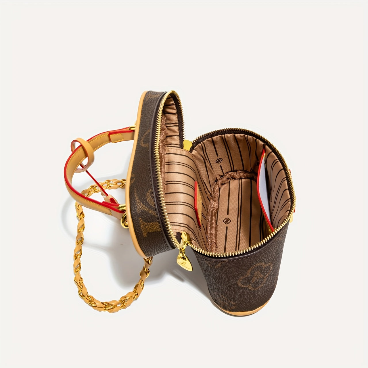 Yatong Women's Coffee Brown Handbag with Golden-Tone Hardware, Adjustable Strap & Chain Link - Elegant Tote