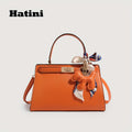 Bright Orange HATINI Women's Synthetic Faux Leather Handbag - 1pc Small Square Purse with Detachable Strap