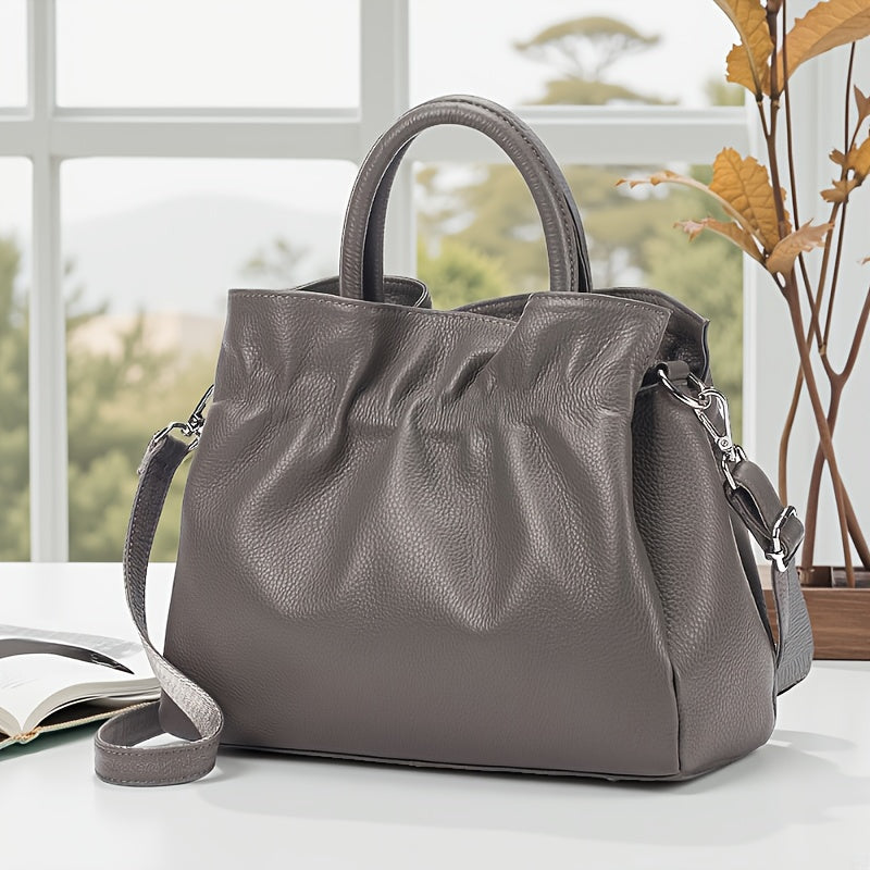 Women's Genuine Leather Handbag & Crossbody Bag - Elegant Large Capacity Tote with Adjustable Strap