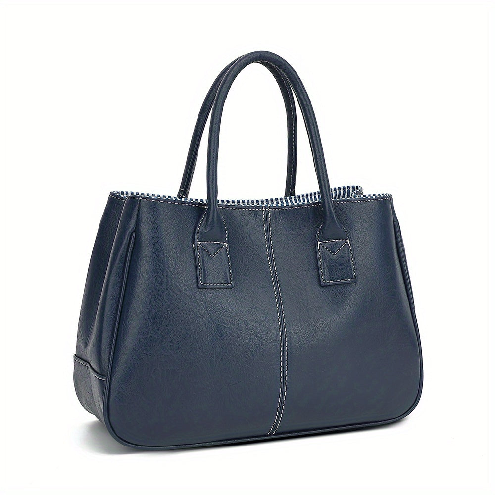 Wo 'S Classic Brown Handbag with Striped - Spacious Handbag for Work, Travel