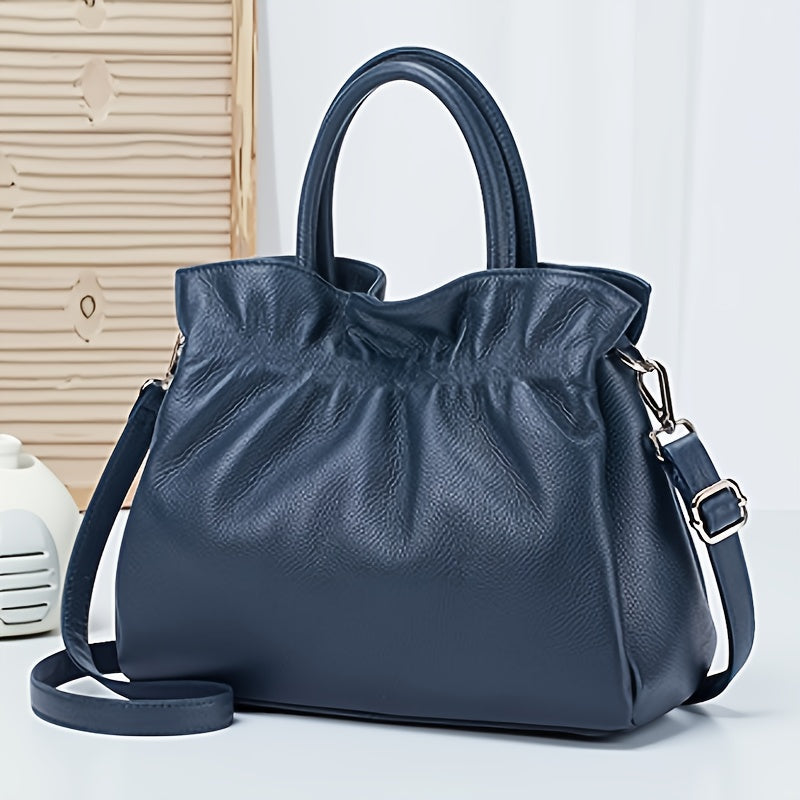 Women's Genuine Leather Handbag & Crossbody Bag - Elegant Large Capacity Tote with Adjustable Strap