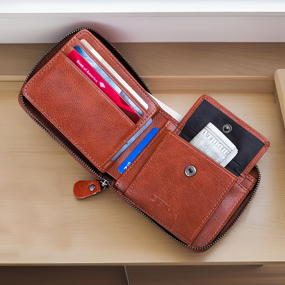 Genuine Leather RFID Blocking CIEPHIA Women's Genuine Leather RFID Wallet | Triple-Fold Zipper Closure, Card Slots