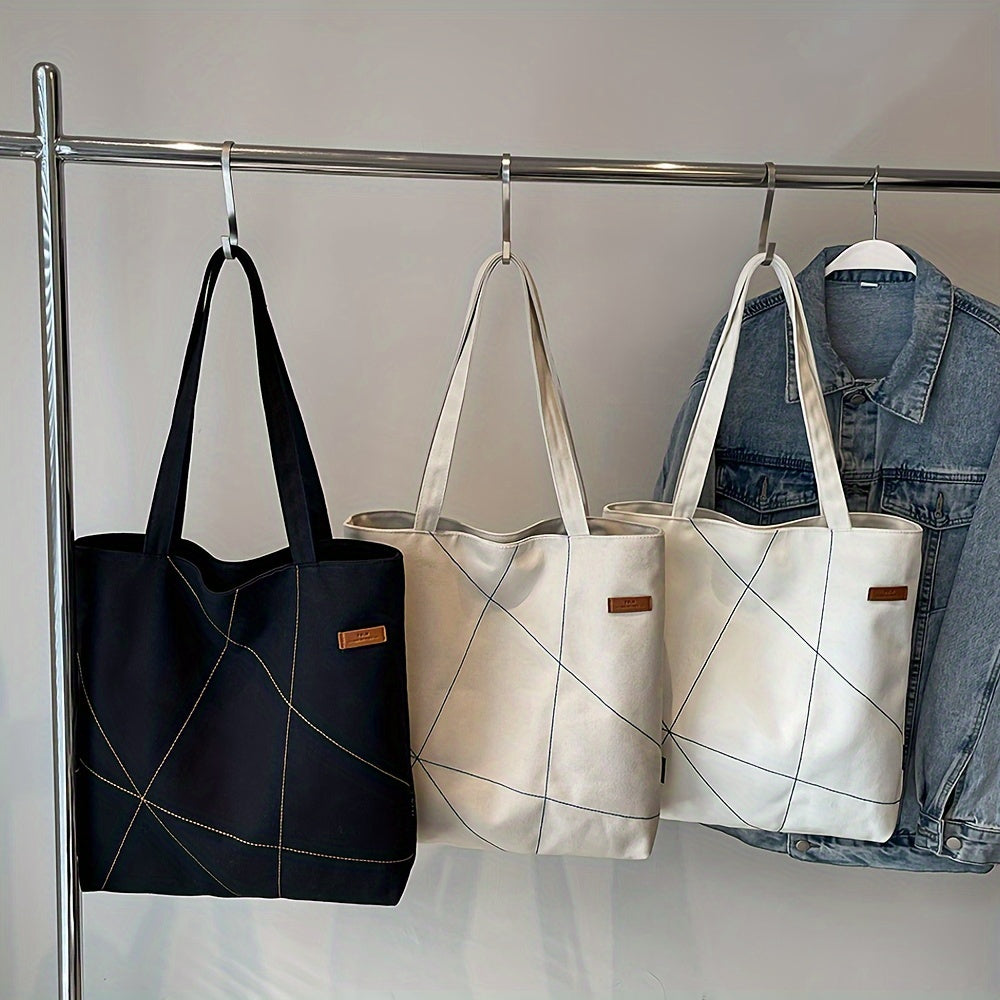 Versatile Canvas Shoulder Bag Women Casual Canvas Tote Bag for Women - Large Capacity Shoulder Bag with Zipper