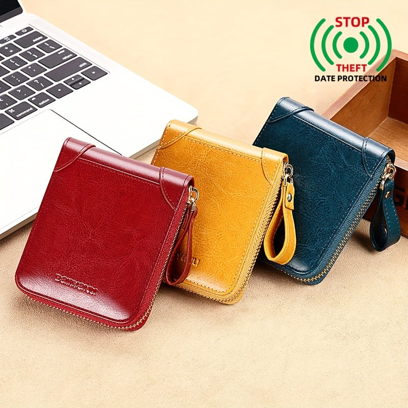 2-Layer RFID Wallet BANYANU Women's Vintage RFID Blocking 2-Layer Wallet | Multi-Card Holder with Zipper