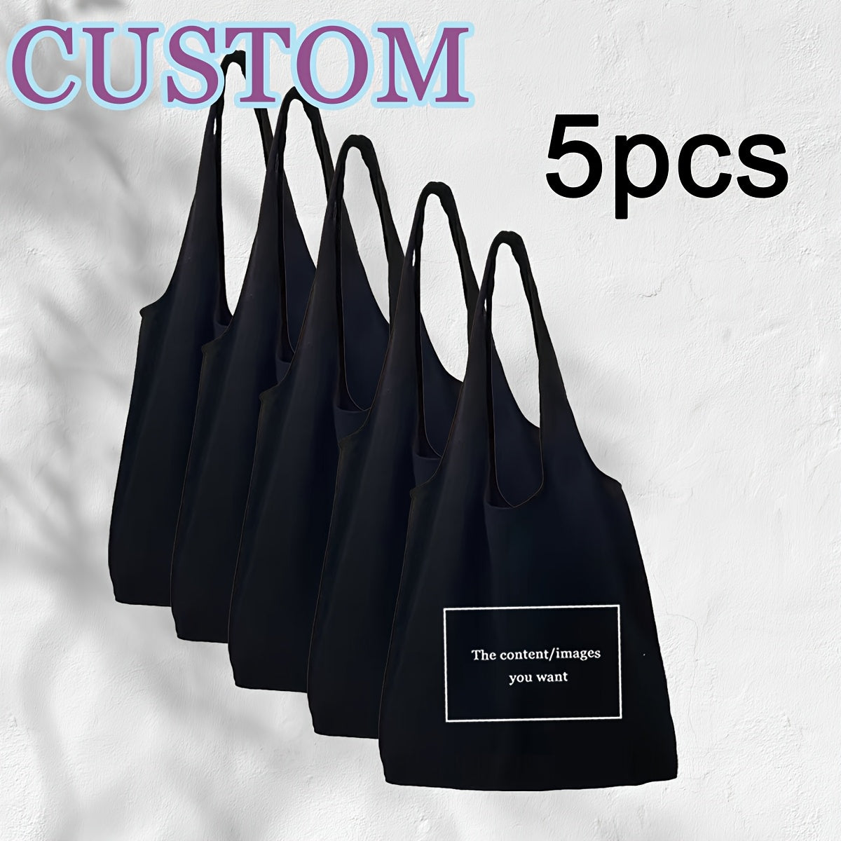 Customizable Tote Bag with Personalized Message Area - Minimalist Unisex Shoulder Bag for Women & Men