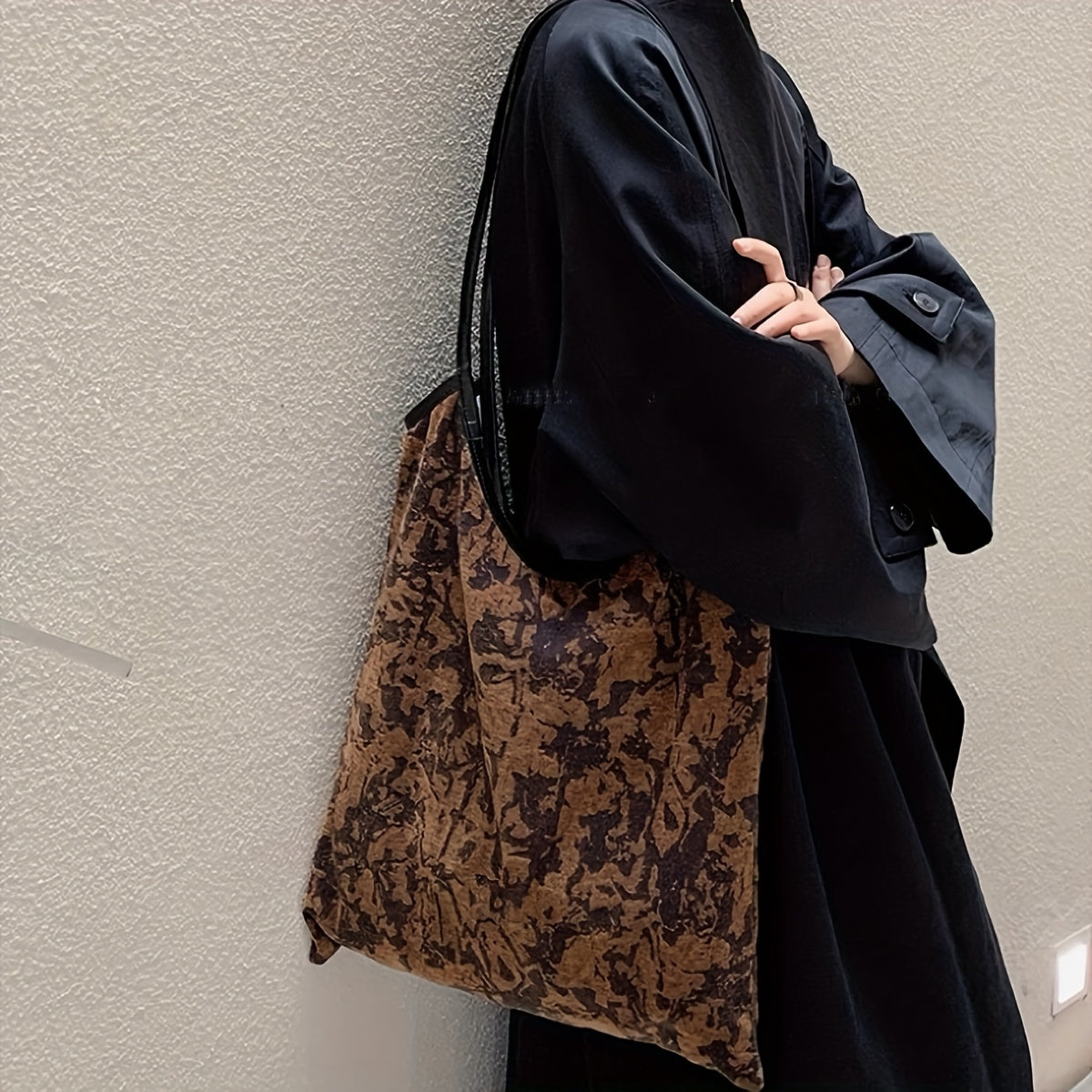 Original Handmade Oil Painting Bag Soft Canvas Artistic Travel Portable Tote Bag