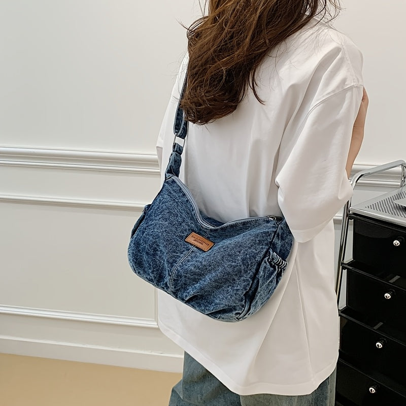 Women's \u002F Blue\u002FBlack Tote Bag - Adjustable Strap & Golden-Tone Zipper Closure