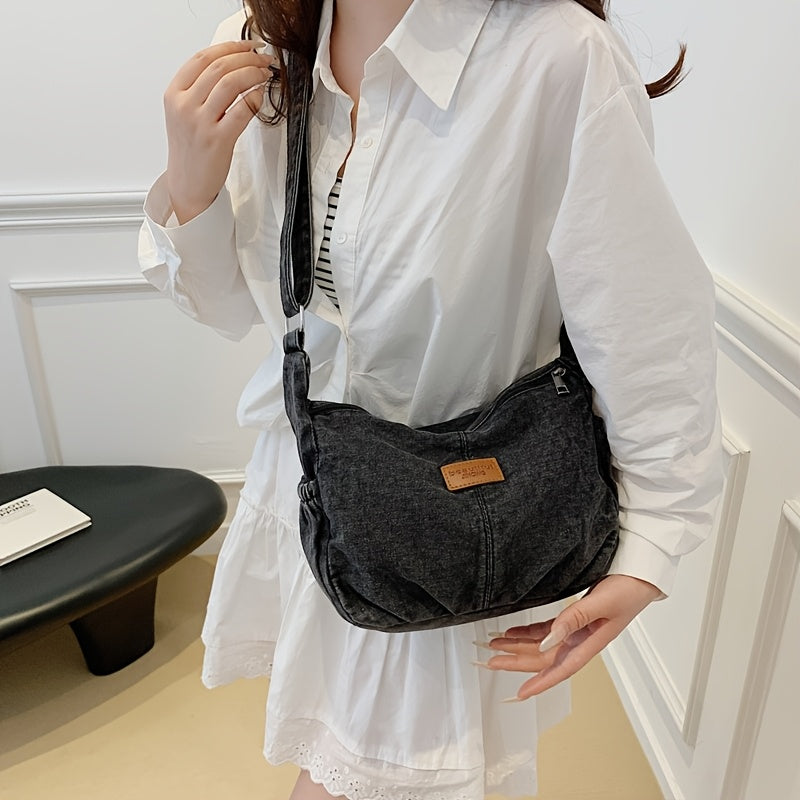 Women's \u002F Blue\u002FBlack Tote Bag - Adjustable Strap & Golden-Tone Zipper Closure