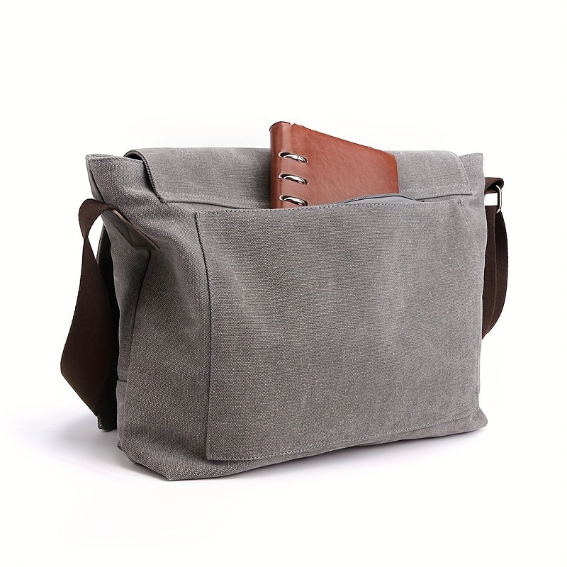Stylish Messenger Bag Stylish Brown & Gray Men's Minimalist Canvas Messenger Bag