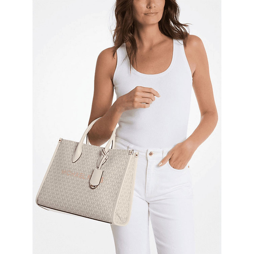 Mirella Medium Signature Logo Tote Bag Cream