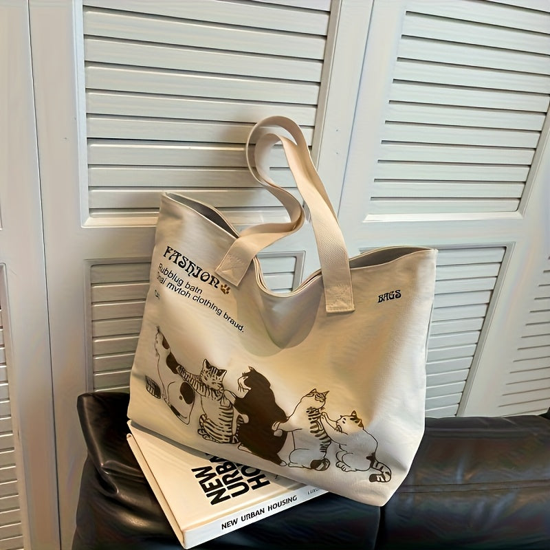 Tote with Animal Design, Large Capacity Shoulder Hand, Chic Style for Daily Commuting