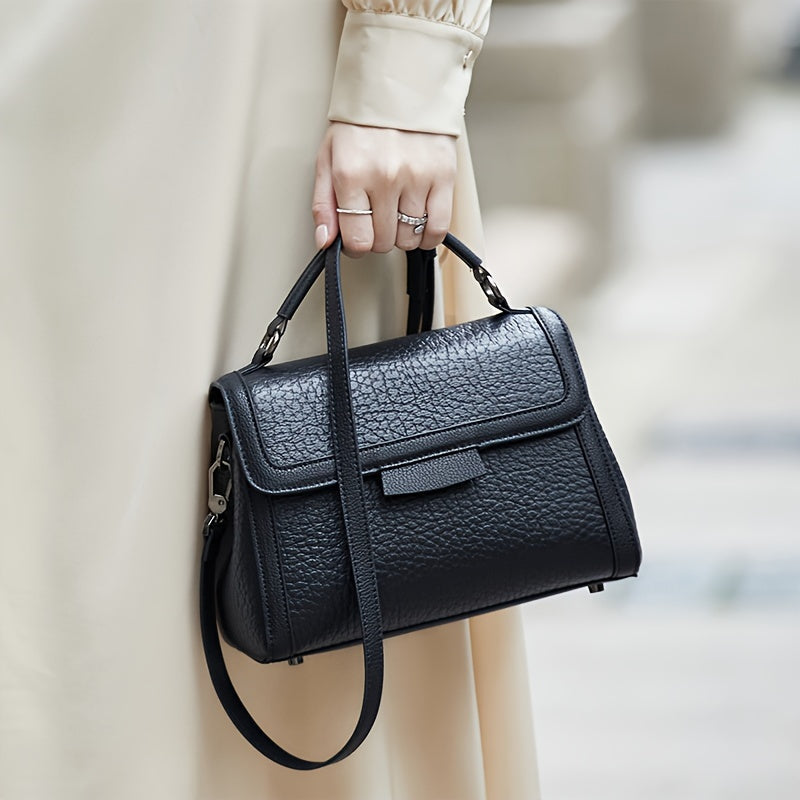 ZOOLER 2025 Genuine Genuine Leather Wo 's Convertible Handbag - Adjustable Shoulder Strap, Magnetic Closure