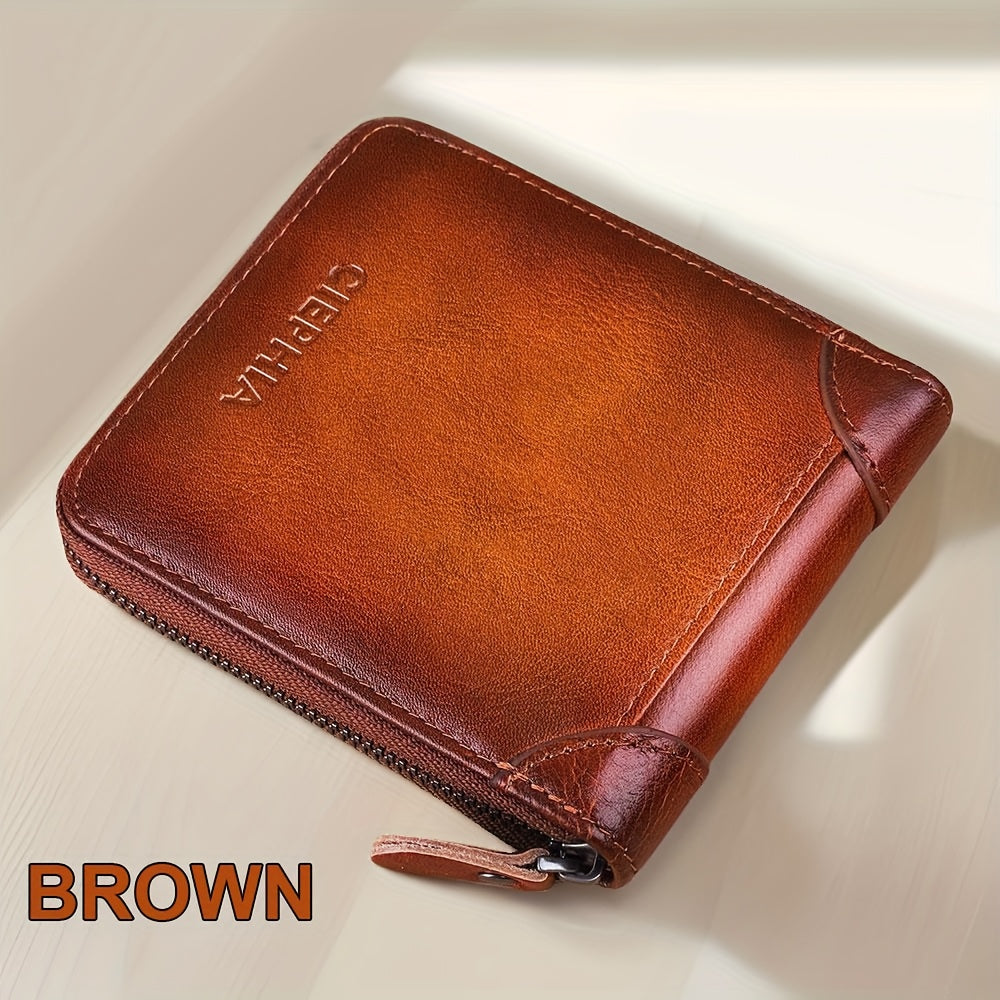 Genuine Leather RFID Blocking CIEPHIA Women's Genuine Leather RFID Wallet | Triple-Fold Zipper Closure, Card Slots