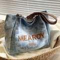Mearoy Italy Fashion Tote Bag for Women, Large Capacity Denim Canvas Shoulder Bag