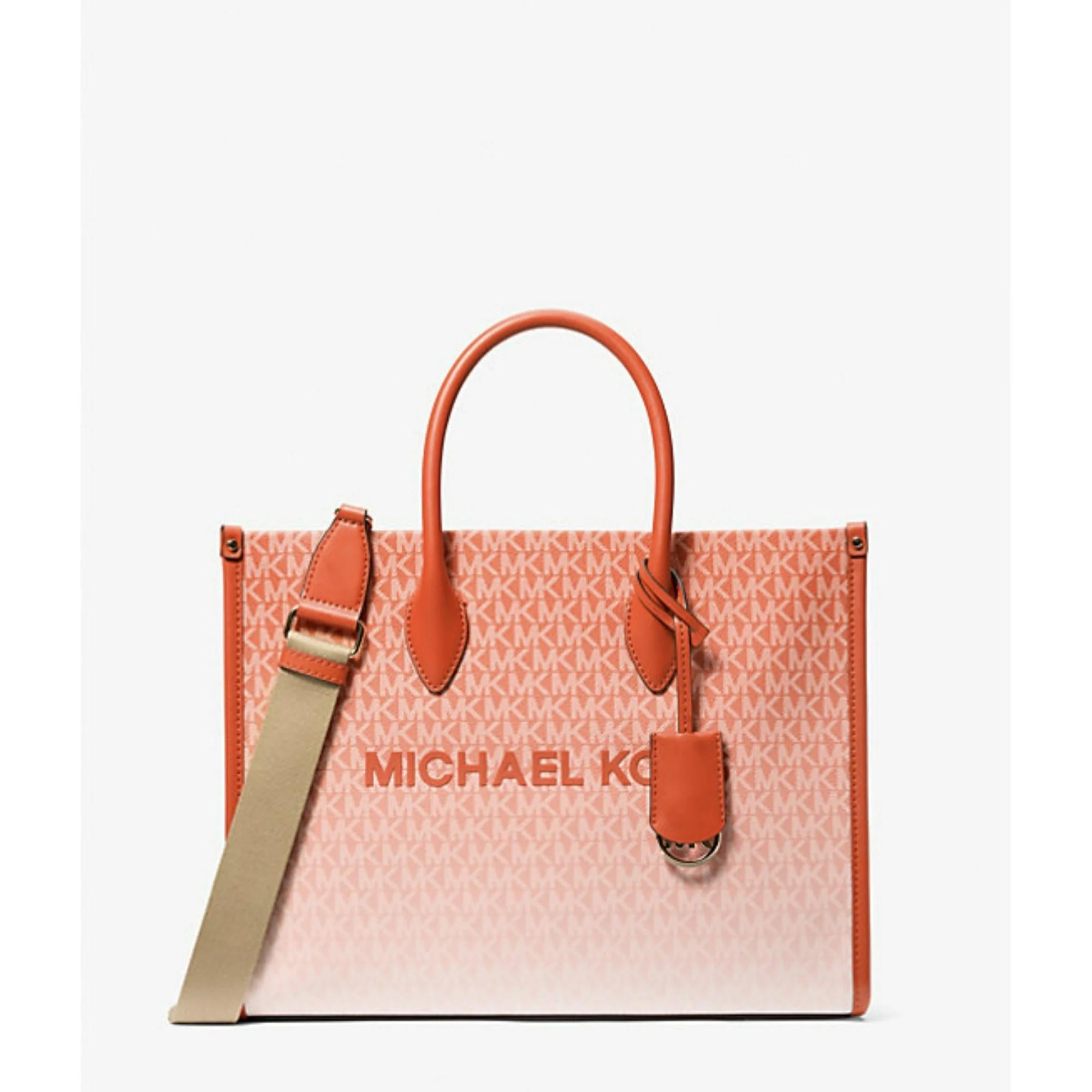 Michael Kors Outlet Mirella Medium Ombré Logo Tote Bag - Red Clay
