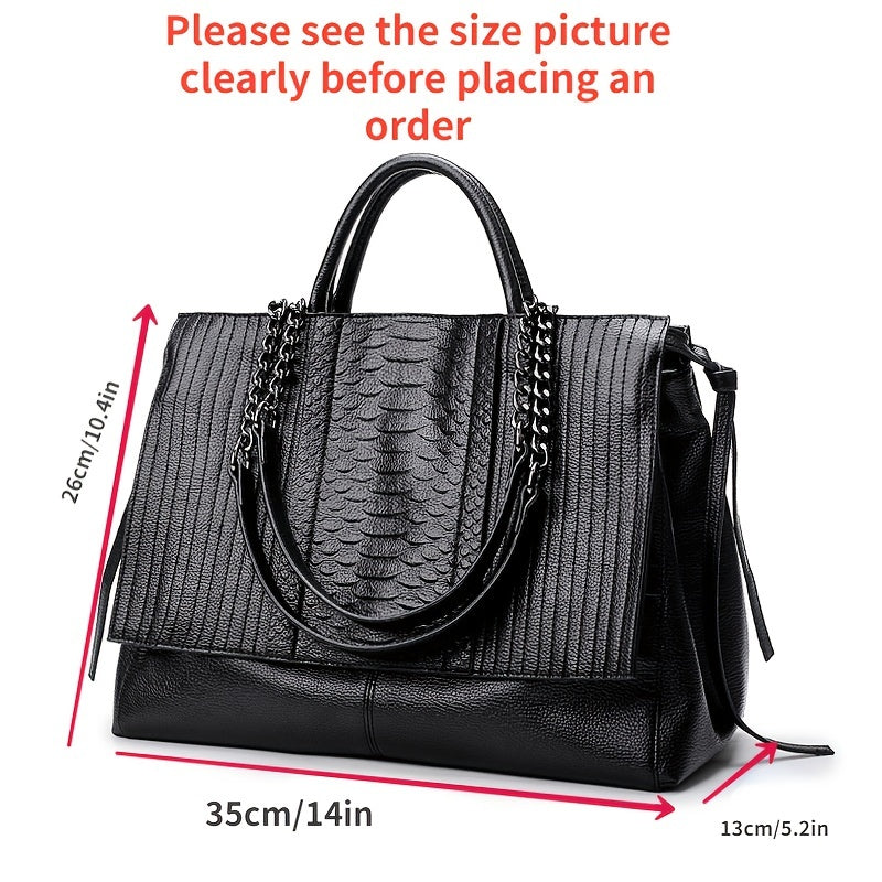 Crocodile Embossed Handbag, Large Capacity Crossbody Bag, Women's Faux Leather Satchel Purse