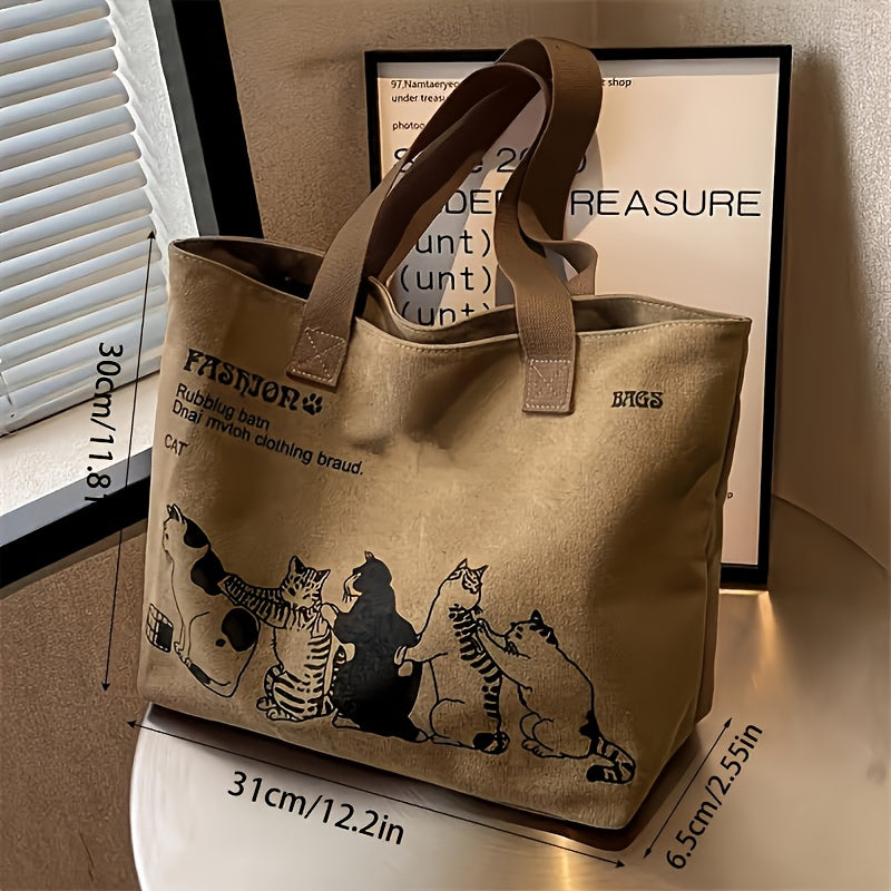 Tote with Animal Design, Large Capacity Shoulder Hand, Chic Style for Daily Commuting